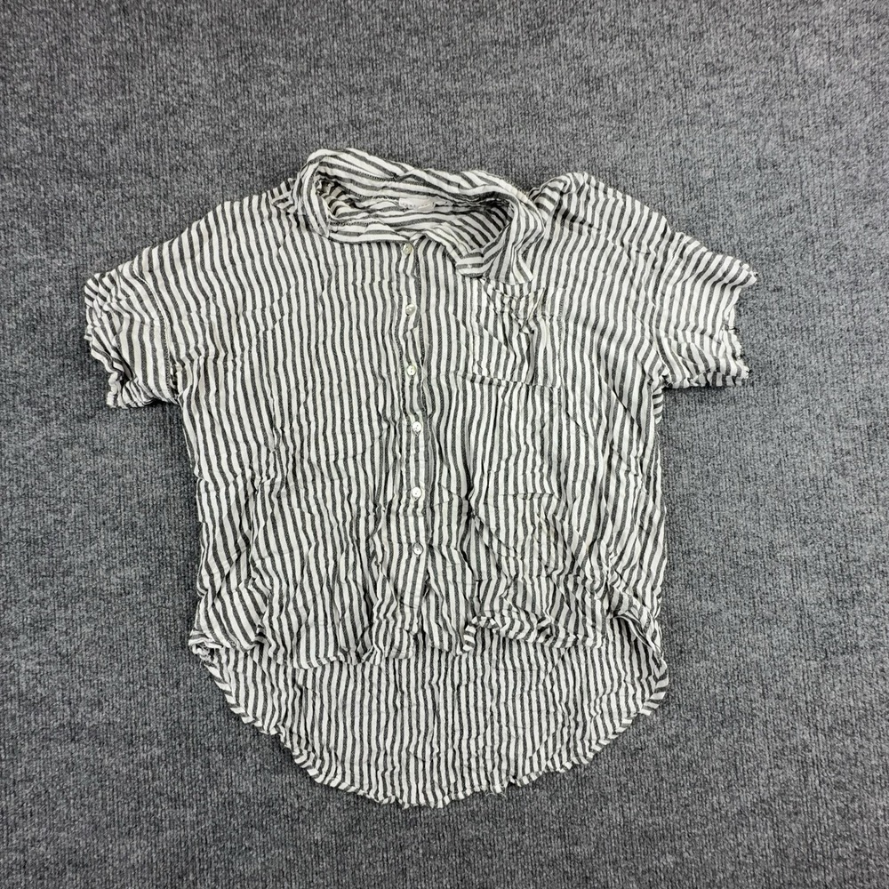 JANE + DELANCEY Shirt Womens Medium White Stripe Button Front Tunic Casual Top